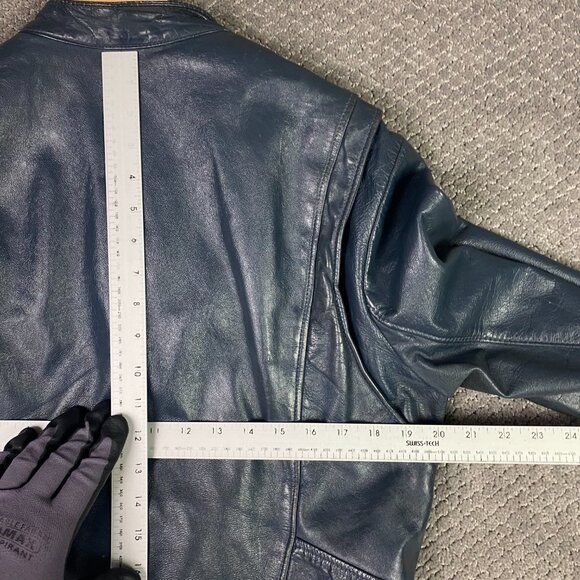 Vintage Drospo Cafe Racer Leather Jacket Men's 42 Gray Motorcycle Biker Talon - Picture 10 of 15